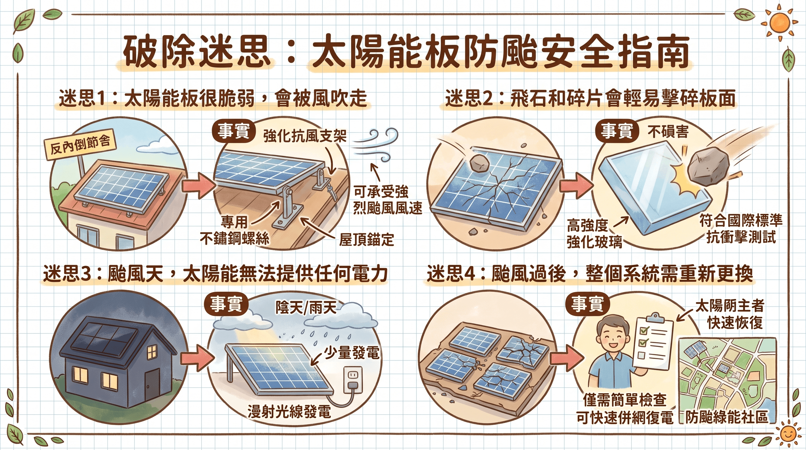 颱風來襲，屋頂光電安全嗎？破解「被吹走、被擊碎、發不了電、得整組換」四大耐候迷思