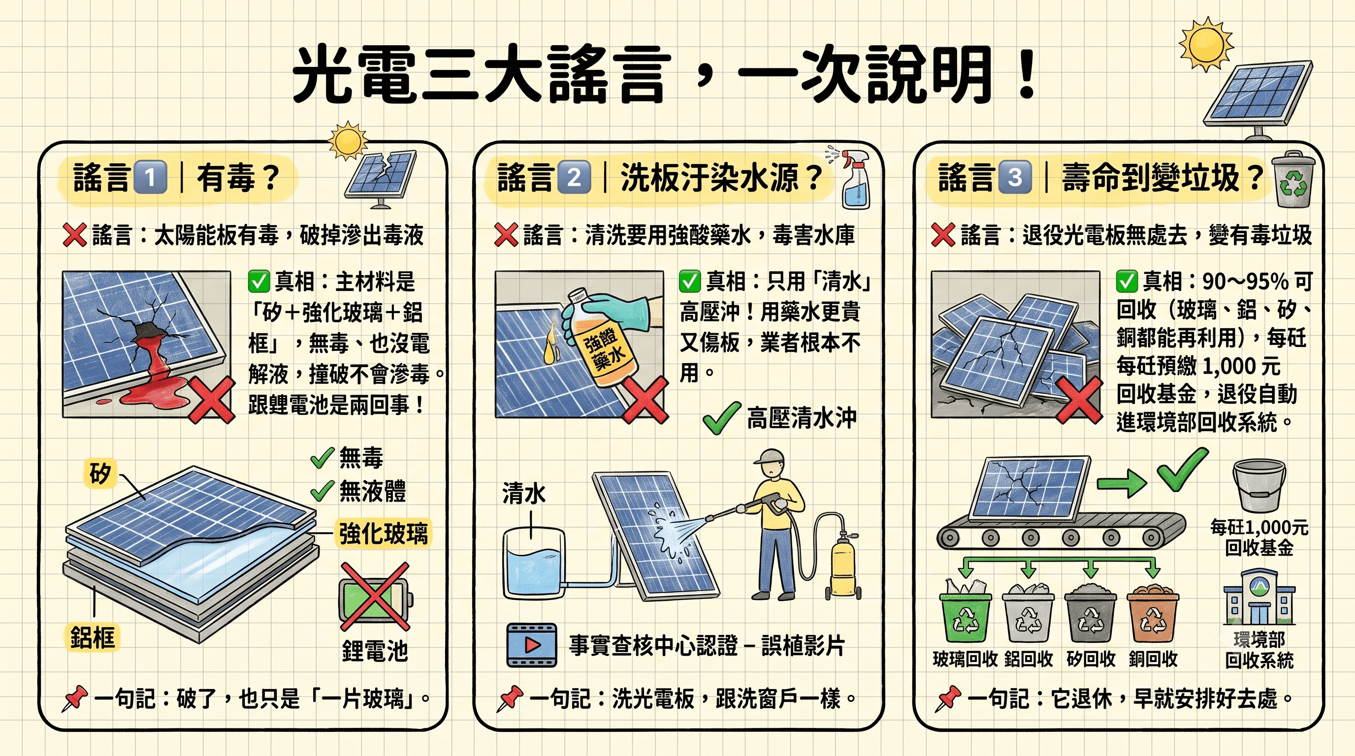 太陽能板真的有毒嗎?破解「洗板汙染、破損滲毒、退役變垃圾」三大迷思