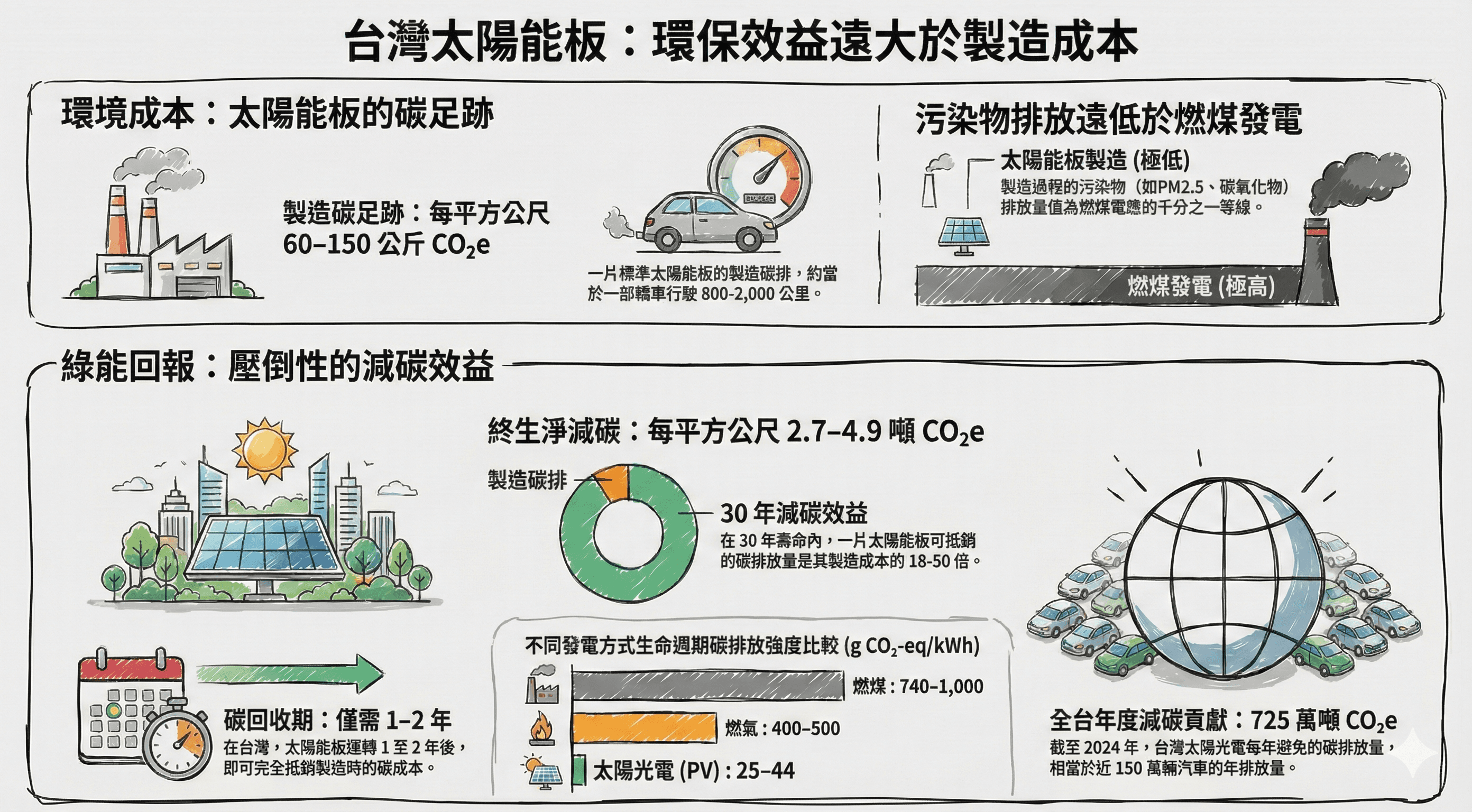 台灣太陽能板:環保效益遠大於製造成本